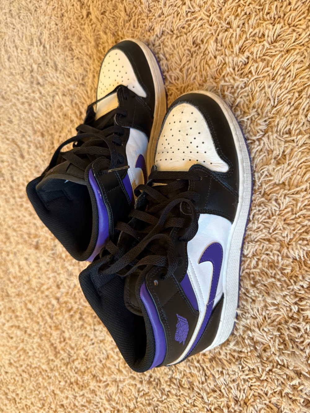 Nike Kids Black, White & Purple High-Top Sneakers Air Jordan